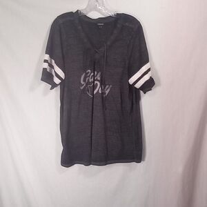 Torrid Game Day Black Triblend Lace-Up Football Tee Size 2X